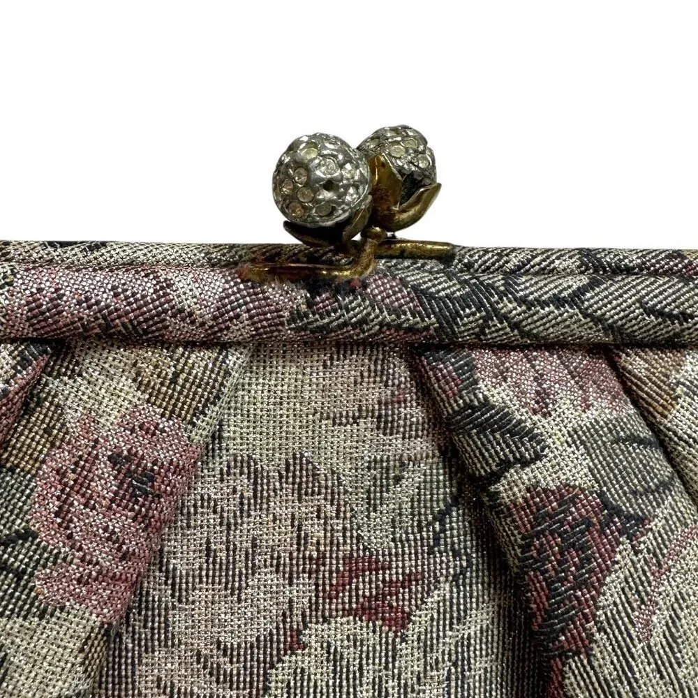 Vintage 50's/60's Lewis Sparkling Floral Print Evening Bag Handbag with Comb